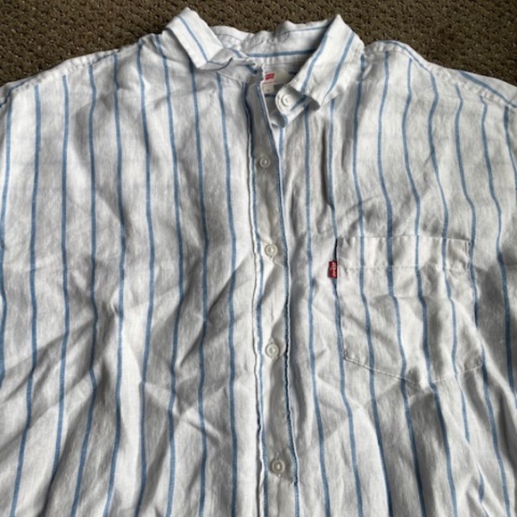 Blue and White Striped Linen Blouse from Levis - Picture 2 of 2